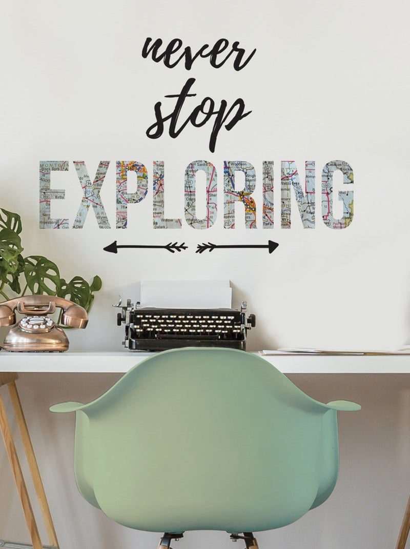 Stickers - Ecriture Murale - EXPLORING - Hauteur 92,7 cm Vert - Kiabi