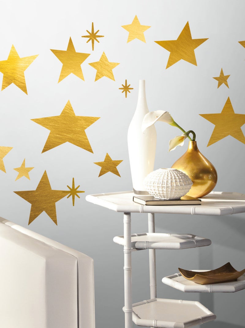 Stickers - Etoiles Dorées - Hauteur 22,9 cm Multicolore - Kiabi
