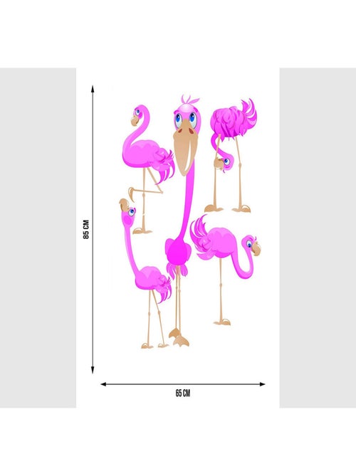 Stickers - Flamants roses - 1 planche 65x85 cm - Kiabi
