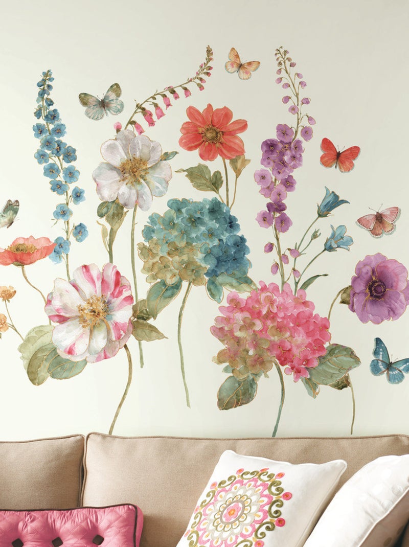 Stickers - Fleurs Du Jardin - Hauteur 45,7 cm Multicolore - Kiabi
