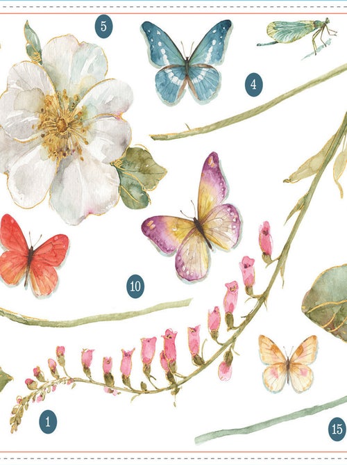Stickers - Fleurs Du Jardin - Hauteur 45,7 cm - Kiabi