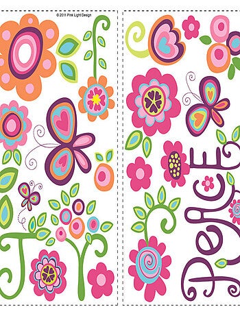 Stickers - Fleurs Fuchsias Vertes - Hauteur 45,7 cm