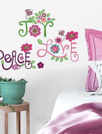 Stickers - Fleurs Fuchsias Vertes - Hauteur 45,7 cm