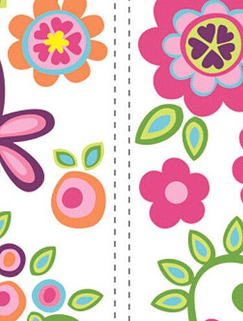 Stickers - Fleurs Fuchsias Vertes - Hauteur 45,7 cm