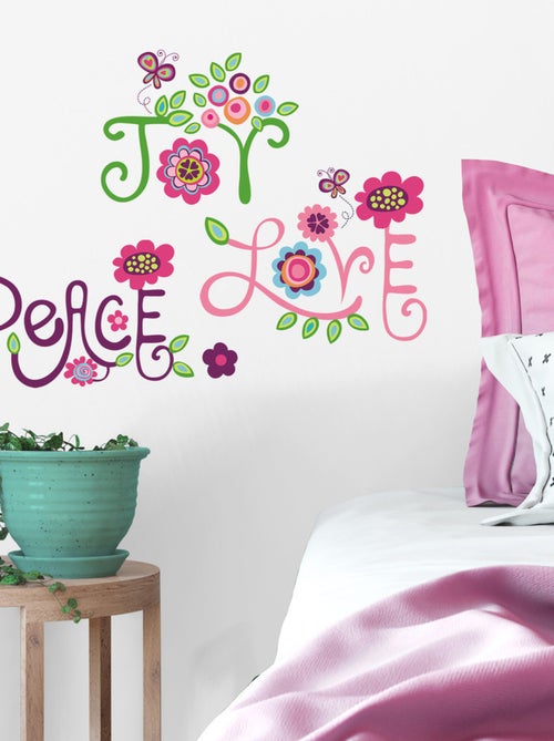Stickers - Fleurs Fuchsias Vertes - Hauteur 45,7 cm - Kiabi