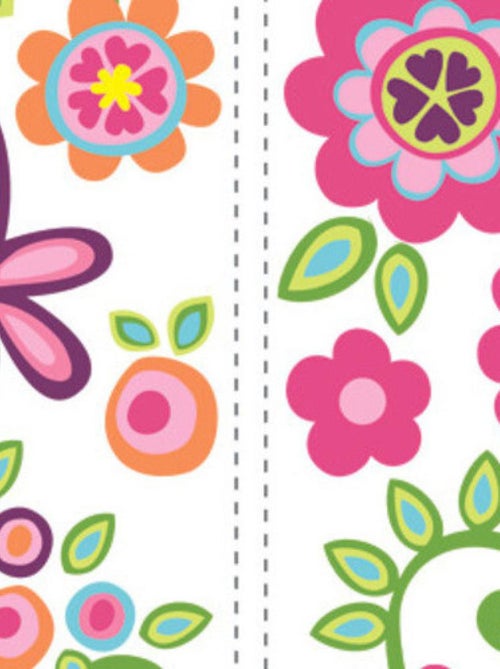 Stickers - Fleurs Fuchsias Vertes - Hauteur 45,7 cm - Kiabi