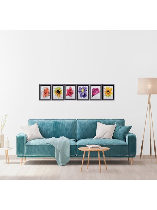 Stickers - Fleurs Multicolores Dans Un Cadre Noir - 1 planche 65 x 85 cm - Kiabi