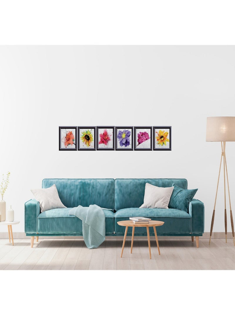 Stickers - Fleurs Multicolores Dans Un Cadre Noir - 1 planche 65 x 85 cm Multicolore - Kiabi