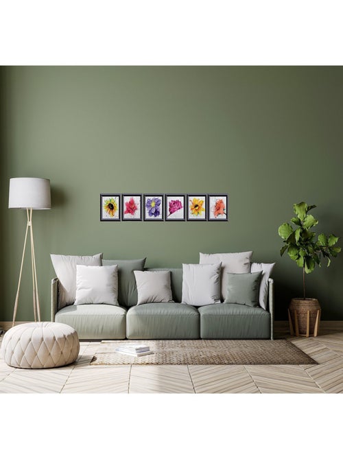 Stickers - Fleurs Multicolores Dans Un Cadre Noir - 1 planche 65 x 85 cm - Kiabi