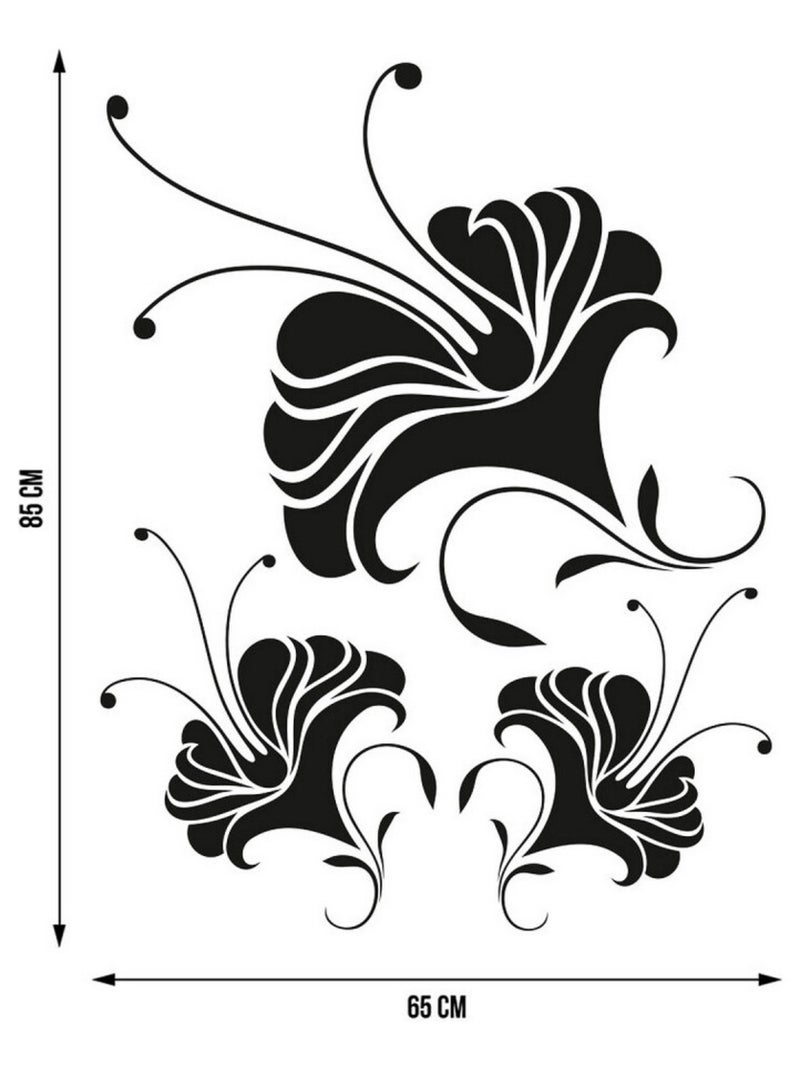 Stickers - Fleurs Noires - 1 planche 65x85 cm Bleu - Kiabi