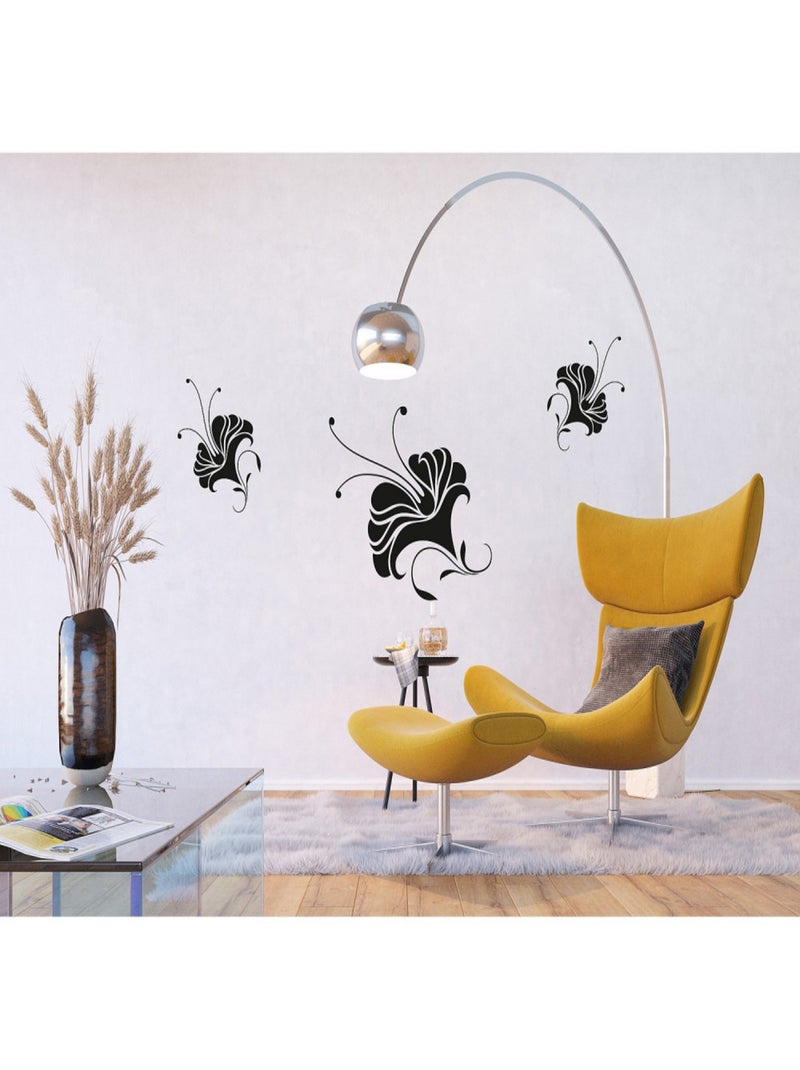 Stickers - Fleurs Noires - 1 planche 65x85 cm Bleu - Kiabi