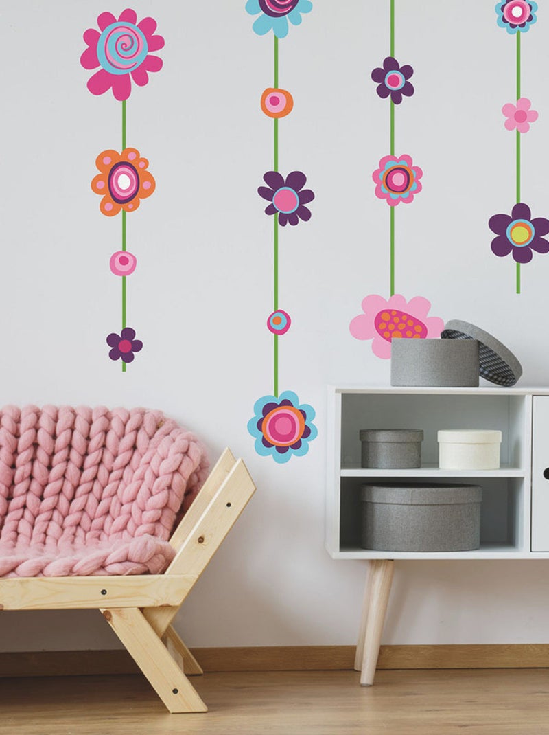 Stickers - Fleurs suspendues - Hauteur 45,7 cm Multicolore - Kiabi