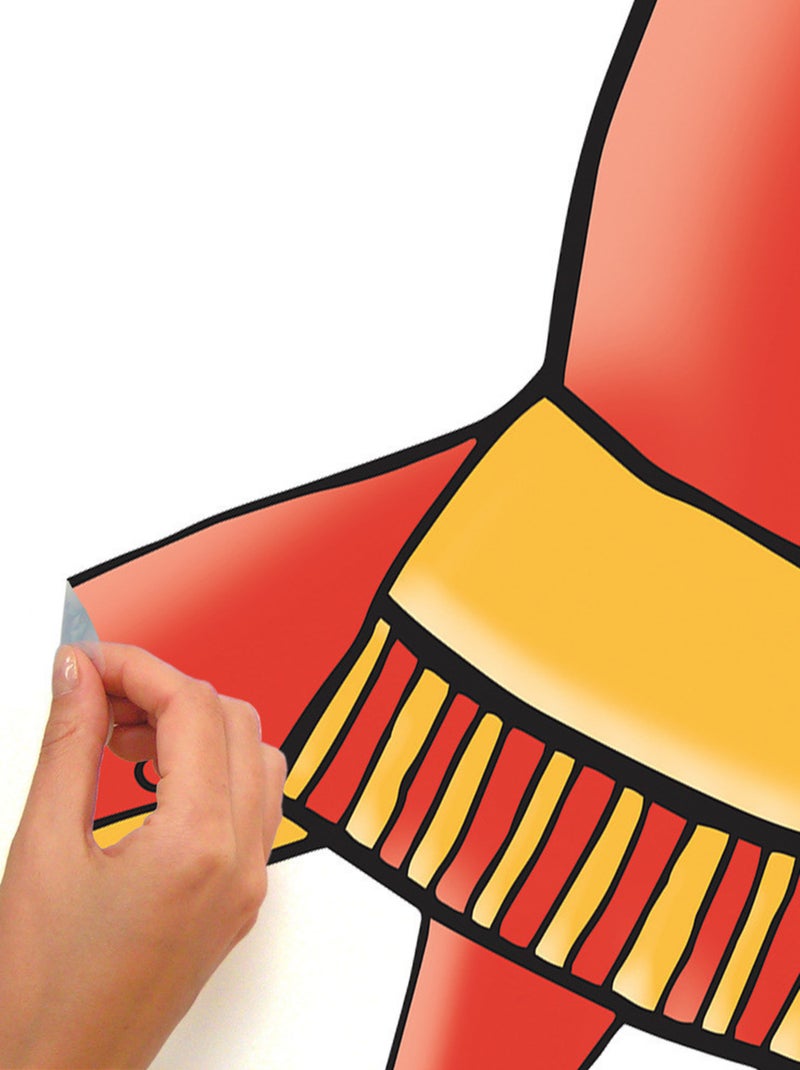 Stickers - Fusée Rouge - Hauteur 45,7 cm Multicolore - Kiabi