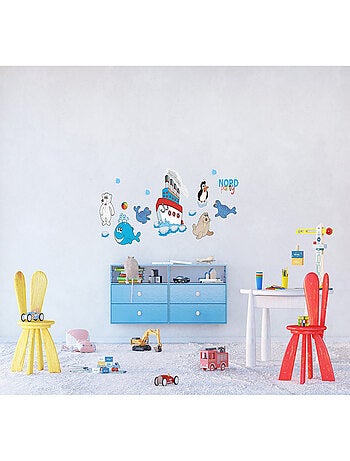 Stickers - Grand Nord Party Animaux Marins - 1 planche 65x85 cm