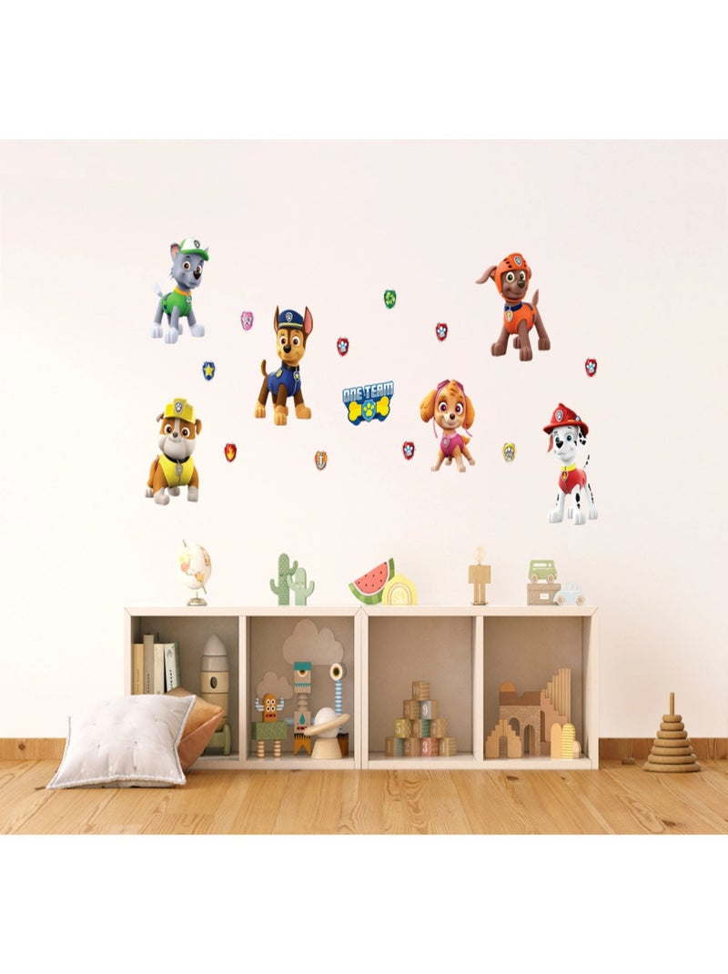 Stickers - La Pat'Patrouille -  Chase, Marcus, Rocky, Ruben, Zuma, et Stella - 65 CM x 85 CM Multicolore - Kiabi