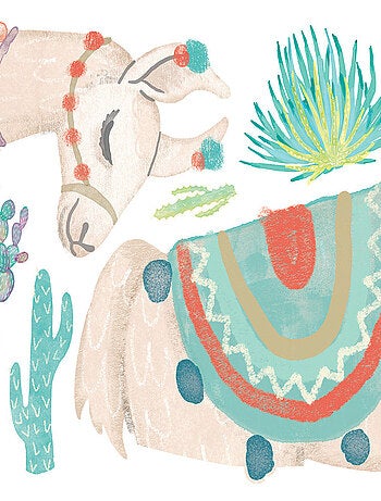 Stickers - Lama Avec Décoration Hippie - Hauteur 92.71 cm