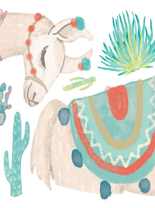 Stickers - Lama Avec Décoration Hippie - Hauteur 92.71 cm - Kiabi