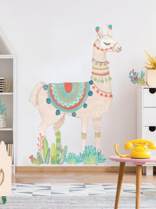 Stickers - Lama Avec Décoration Hippie - Hauteur 92.71 cm - Kiabi