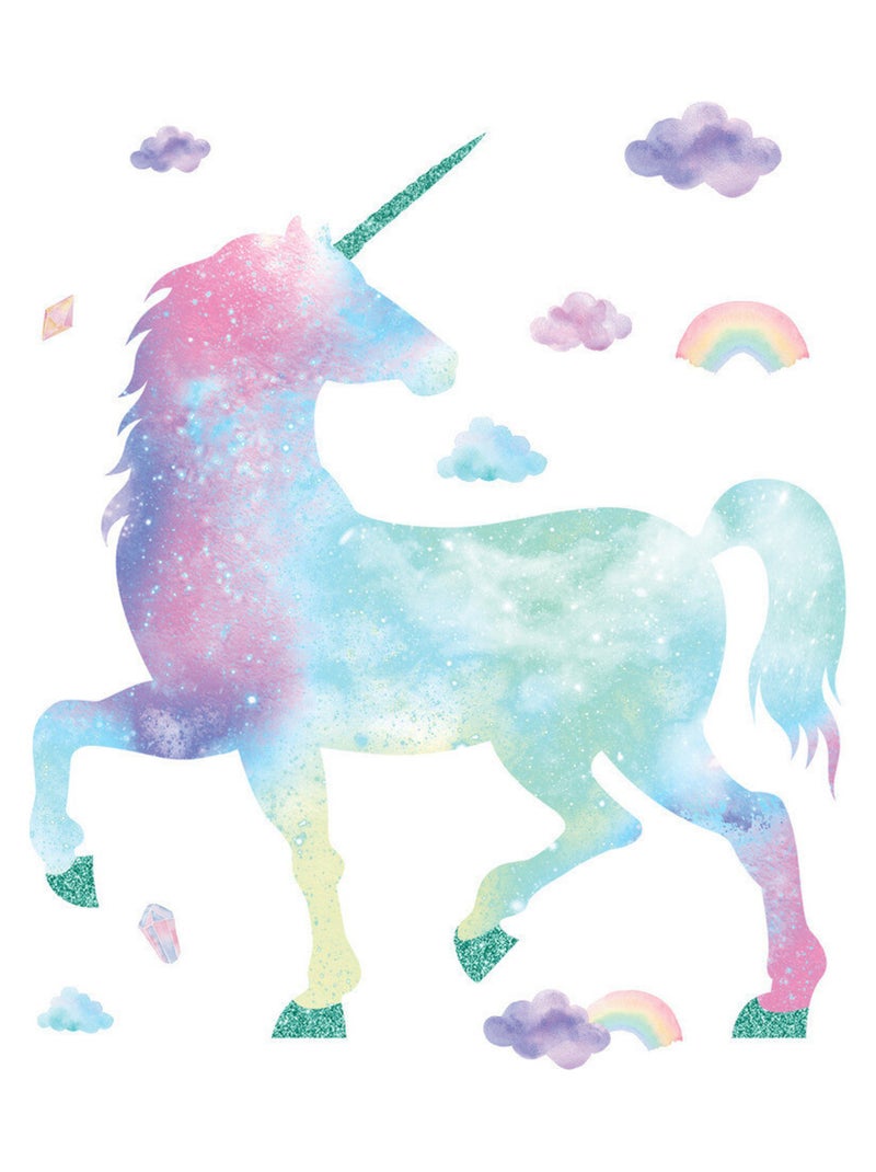 Stickers - Licorne Géante Galaxy Unicorne - Hauteur 92.71 cm Multicolore - Kiabi