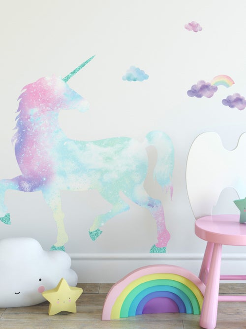 Stickers - Licorne Géante Galaxy Unicorne - Hauteur 92.71 cm - Kiabi