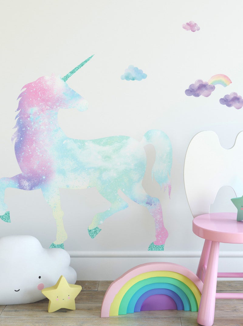 Stickers - Licorne Géante Galaxy Unicorne - Hauteur 92.71 cm Multicolore - Kiabi