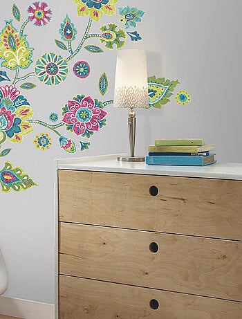 Stickers - Mélange De Fleurs Et De Feuillages Roses - Hauteur 45,7 cm