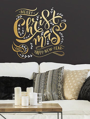 Stickers - Merry Christmas Doré - Hauteur 92.71 cm
