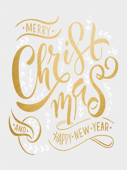 Stickers - Merry Christmas Doré - Hauteur 92.71 cm - Kiabi