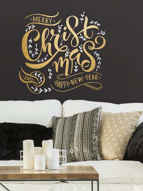 Stickers - Merry Christmas Doré - Hauteur 92.71 cm - Kiabi