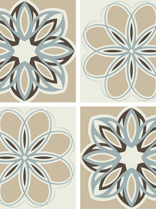 Stickers - Motifs fleurs beiges- 1 planche 30x30cm - Kiabi
