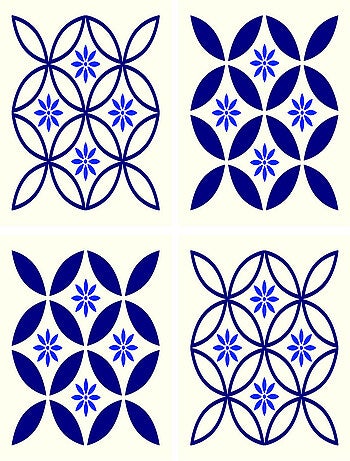 Stickers - Motifs fleurs bleues - 1 planche 30x30cm