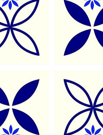 Stickers - Motifs fleurs bleues - 1 planche 30x30cm