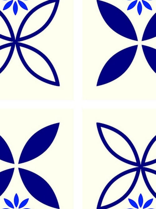 Stickers - Motifs fleurs bleues - 1 planche 30x30cm - Kiabi