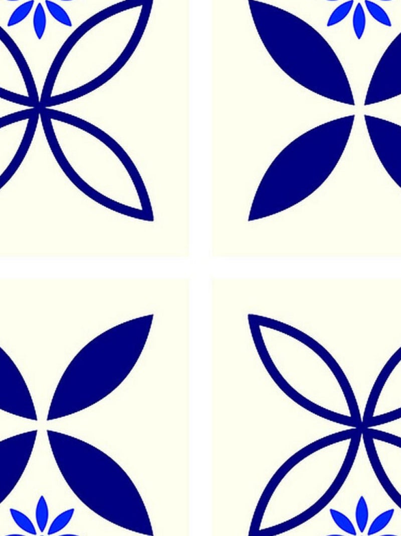 Stickers - Motifs fleurs bleues - 1 planche 30x30cm Multicolore - Kiabi