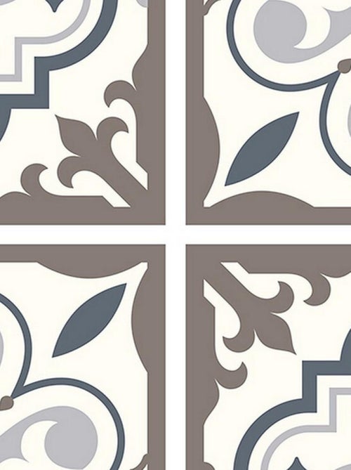 Stickers - Motifs fleurs grises- 1 planche 30x30cm - Kiabi