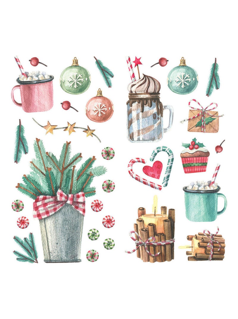 Stickers - Motifs Noël - Hauteur 92,7 cm Rouge - Kiabi