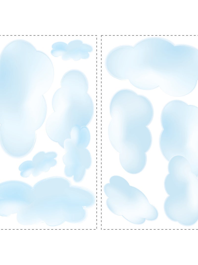 Stickers - nuages bleus style aquarelle Multicolore - Kiabi