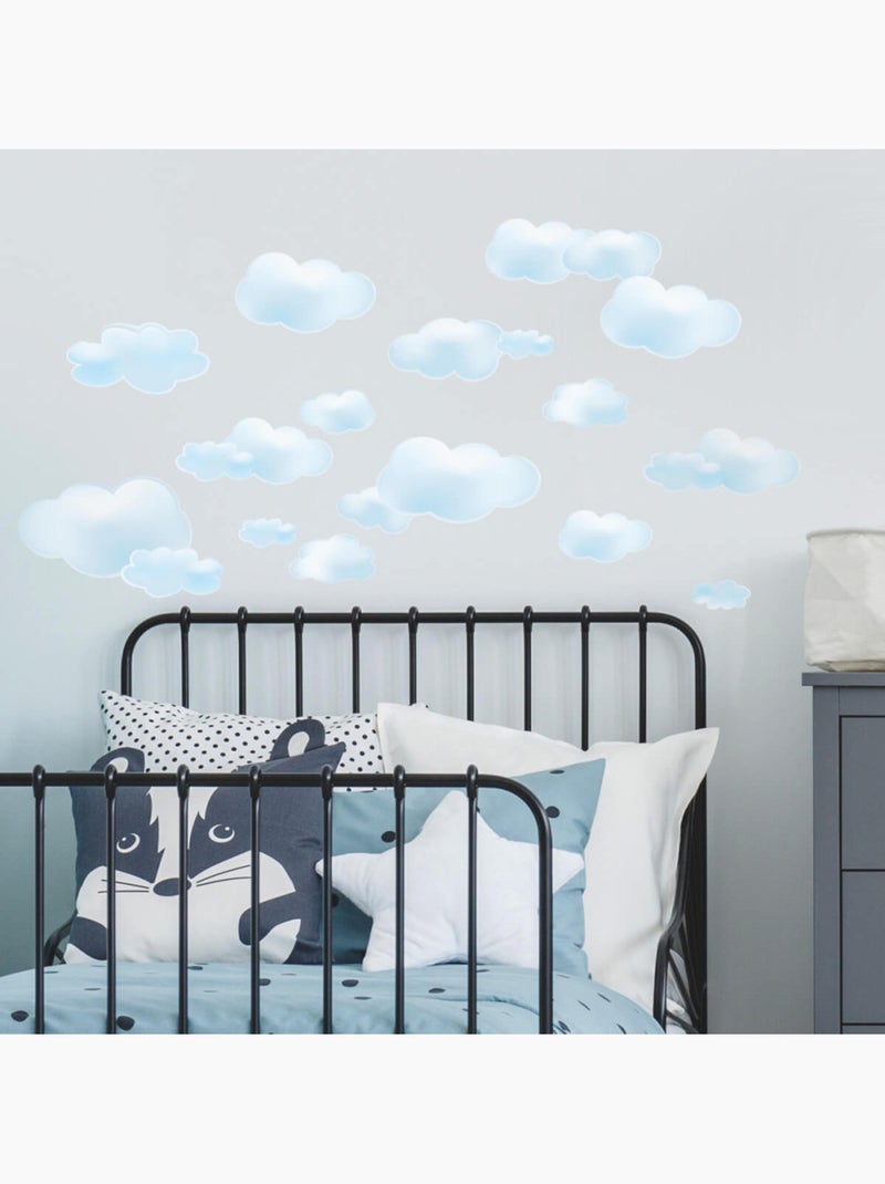 Stickers - nuages bleus style aquarelle Multicolore - Kiabi