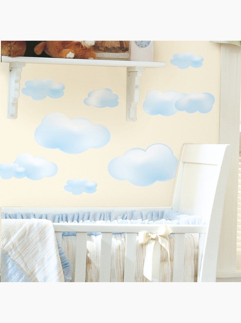 Stickers - nuages bleus style aquarelle Multicolore - Kiabi