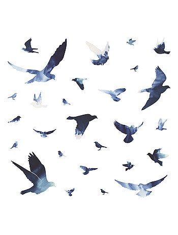 Stickers - Oiseaux Bleus - Hauteur 92,71 cm