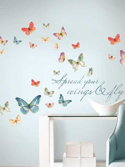Stickers - Papillons Avec Textes - Hauteur 22,9 cm - Kiabi
