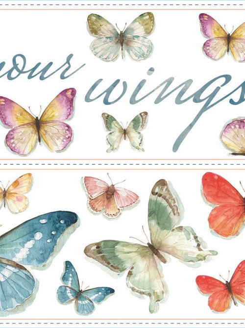 Stickers - Papillons Avec Textes - Hauteur 22,9 cm - Kiabi