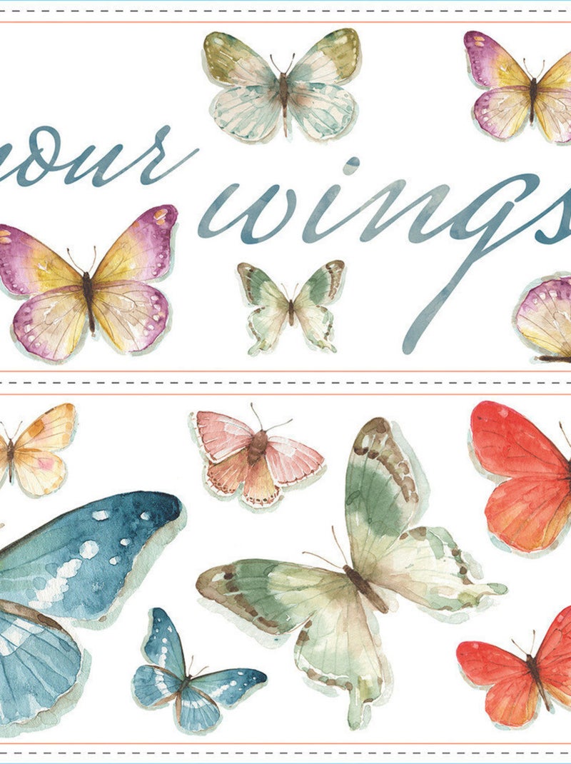 Stickers - Papillons Avec Textes - Hauteur 22,9 cm Multicolore - Kiabi