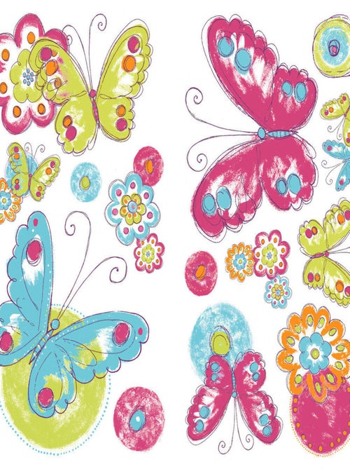 Stickers - Papillons En Peinture - Hauteur 45,7 cm - Kiabi