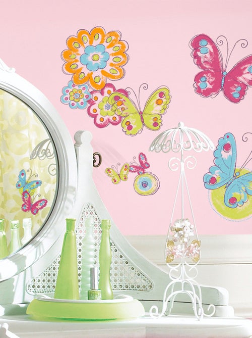 Stickers - Papillons En Peinture - Hauteur 45,7 cm - Kiabi