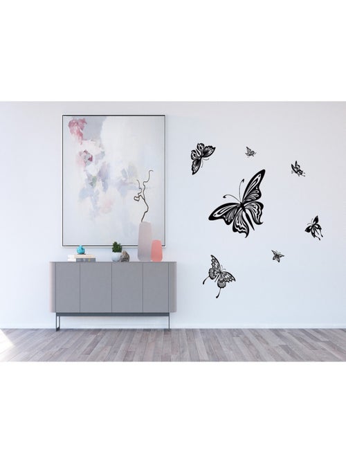 Stickers - Papillons Noirs - 1 planche 65x85 cm - Kiabi
