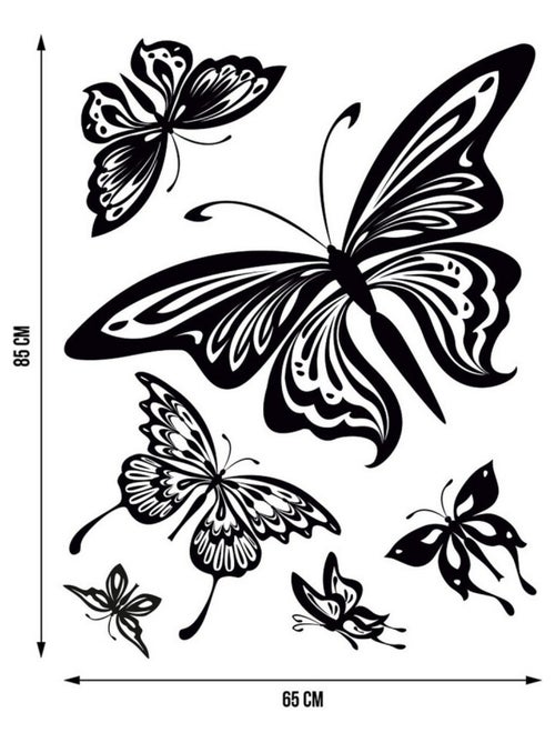 Stickers - Papillons Noirs - 1 planche 65x85 cm - Kiabi