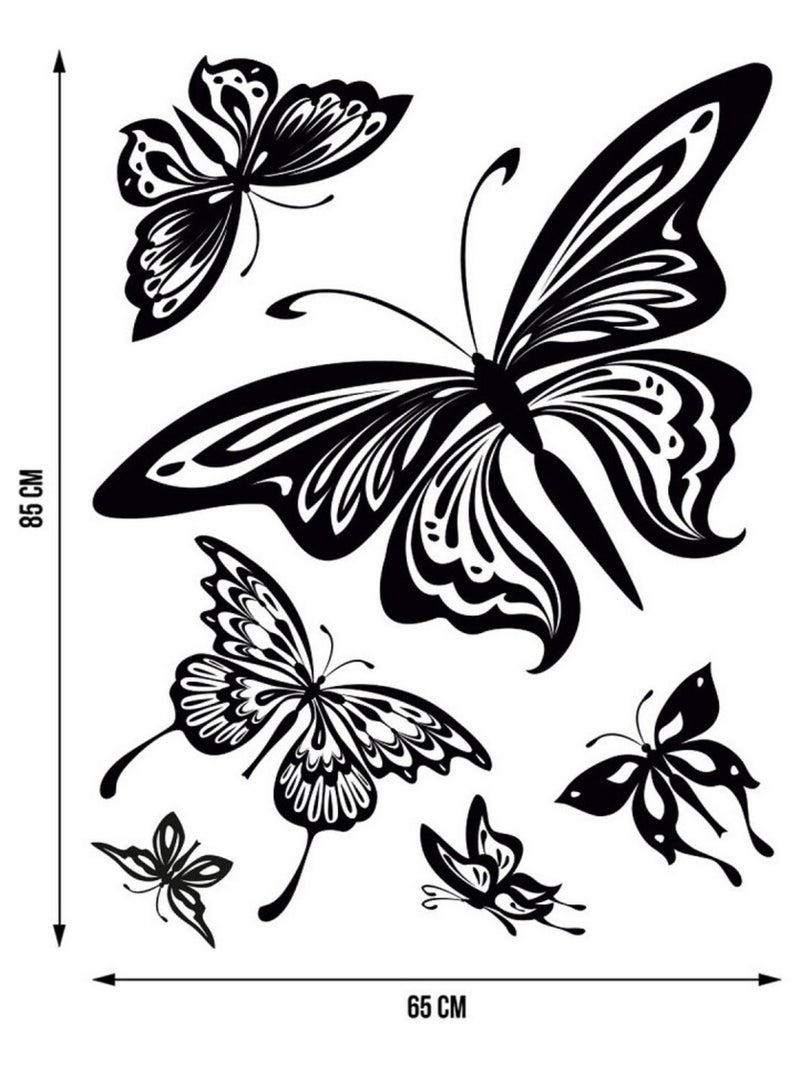 Stickers - Papillons Noirs - 1 planche 65x85 cm Noir Noir - Kiabi