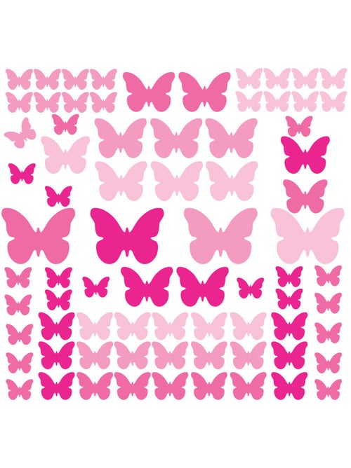 Stickers - Papillons Roses - Hauteur 45,7 cm - Kiabi