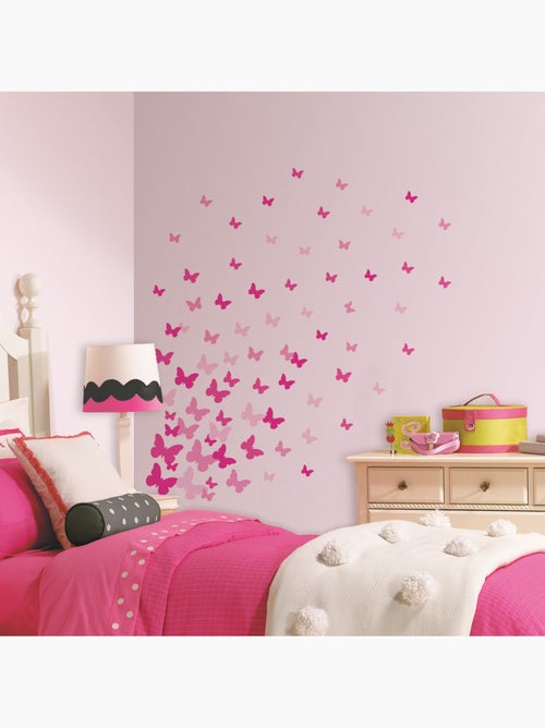 Stickers - Papillons Roses - Hauteur 45,7 cm - Kiabi